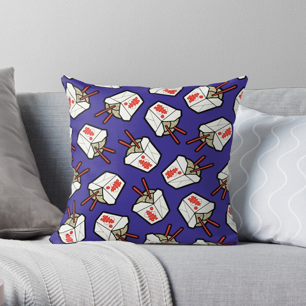 Take-Out Noodles Box Pattern Throw Pillow