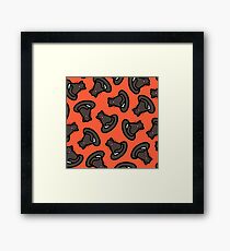 Halloween Witches Cat Hat Pattern in Red Framed Print
