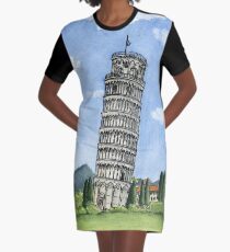 The Leaning Tower of Pisa Graphic T-Shirt Dress