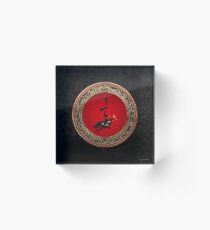 Chinese Zodiac - Year of the Pig on Black Velvet Acrylic Block