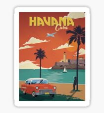 Pegatina Cartel retro Habana Cuba