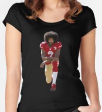 Colin Kaepernick Kneeling Low Poly Women's Fitted Scoop T-Shirt