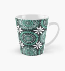 Retro Green Blue White Polynesian Floral Mini Mandalas Tall Mug