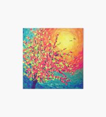Pretty Rose Sunset with Birds Art Board