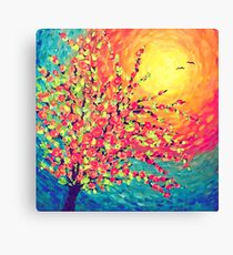 Pretty Rose Sunset with Birds Canvas Print