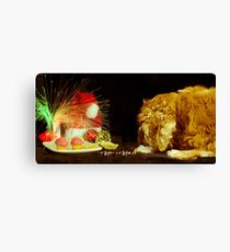Puppy Waiting For Santa Claus Canvas Print