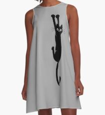 Black Cat Holding On A-Line Dress