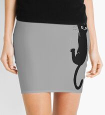 Black Cat Holding On Mini Skirt