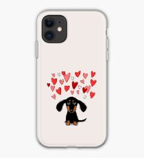 Nettes Dachshund-Hündchen mit Valentine Hearts iPhone-Hülle & Cover