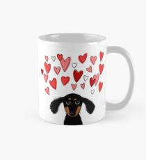 Cute Dachshund Puppy with Valentine Hearts Mug