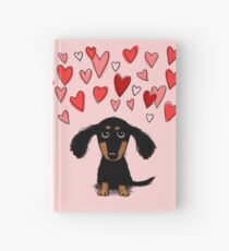 Cute Dachshund Puppy with Valentine Hearts Hardcover Journal
