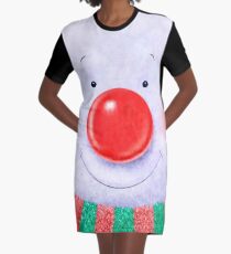 SANTA ON TOP OF THE SNOWMAN Graphic T-Shirt Dress