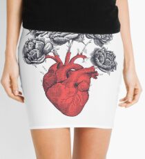 Heart with peonies Mini Skirt