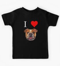 I Love English Bulldog T-shirt Dog Lover Tees Kids Tee