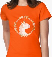 Floral Cute Unicorn Women's Fitted T-Shirt