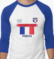 France Soccer Shirt with Flag, Shield and Number 10 Men's Baseball ¾ T-Shirt