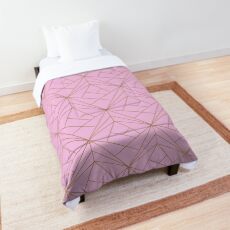 Pink Gold Geometric Pattern Comforter