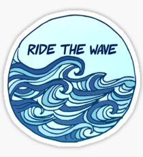 Pegatina Ride the Wave Quote Blue Wave Design