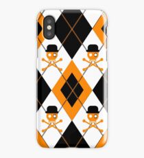Orange Argyle Clockwork Skull iPhone Case