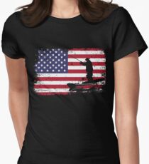 american flag fishing - usa fishing Women's Fitted T-Shirt