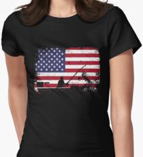 american flag fishing - usa fishing Women's Fitted T-Shirt