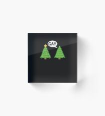 Gay Christmas Tree Funny Xmas Holiday Acrylic Block