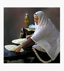 Baking pita bread Photographic Print