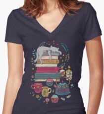 How to Hygge Like a Cat Women's Fitted V-Neck T-Shirt
