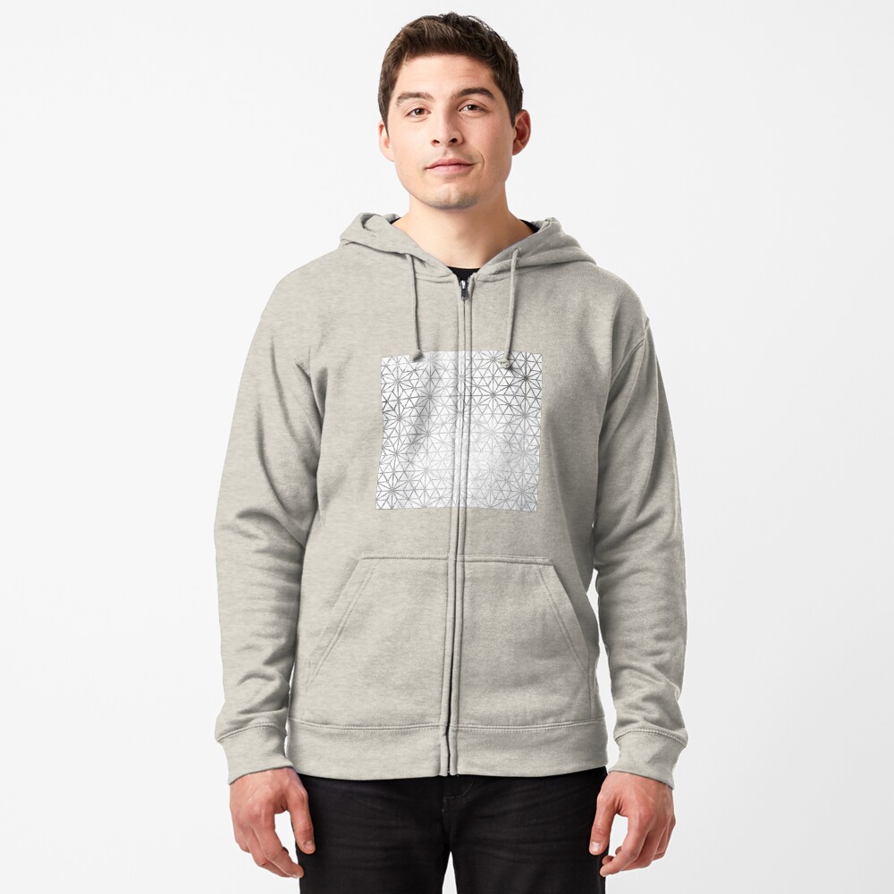 Modern silver stars geometric pattern Christmas white marble Zipped Hoodie