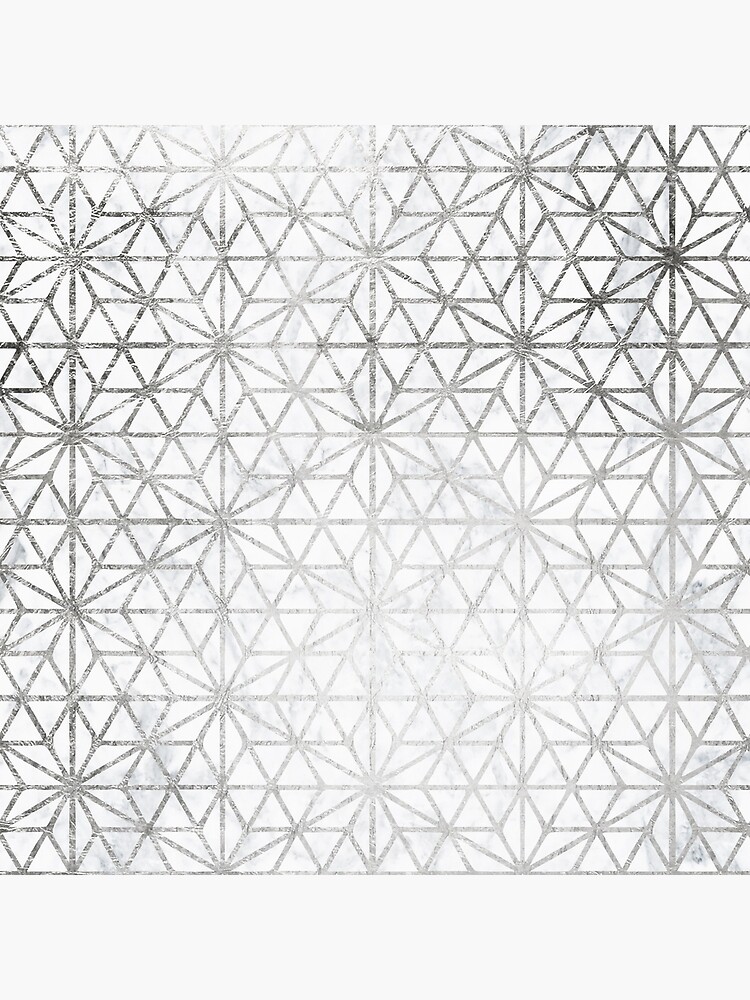 Modern silver stars geometric pattern Christmas white marble by GirlyTrend