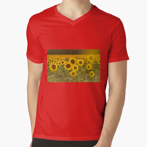 Sunlit field of Sunflowers V-Neck T-Shirt