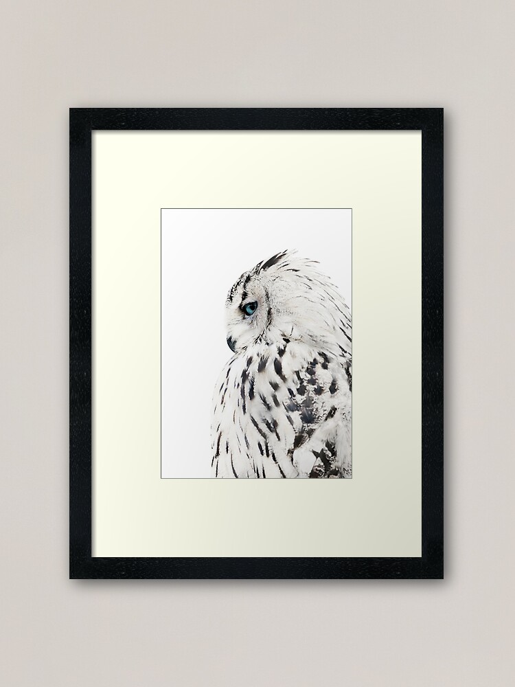 Alternate view of White owl print, polar bird Scandinavian art Framed Art Print