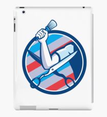 Barber Hand Brush Scissors Circle Retro iPad Case/Skin