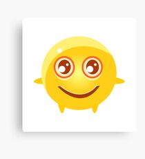 Content Round Character Emoji Canvas Print