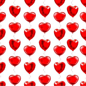 Seamless pattern with hearts balloon, lips and word love. Holiday