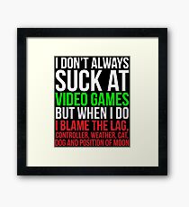 Funny Hilarious Video Gamer T-shirt Framed Print