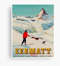 Zermatt, Switzerland Vintage Ski Travel Poster Canvas Print