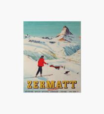 Zermatt, Switzerland Vintage Ski Travel Poster Art Board