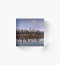 Sunset Over Mount Peskett at Kootenay Plains Acrylic Block