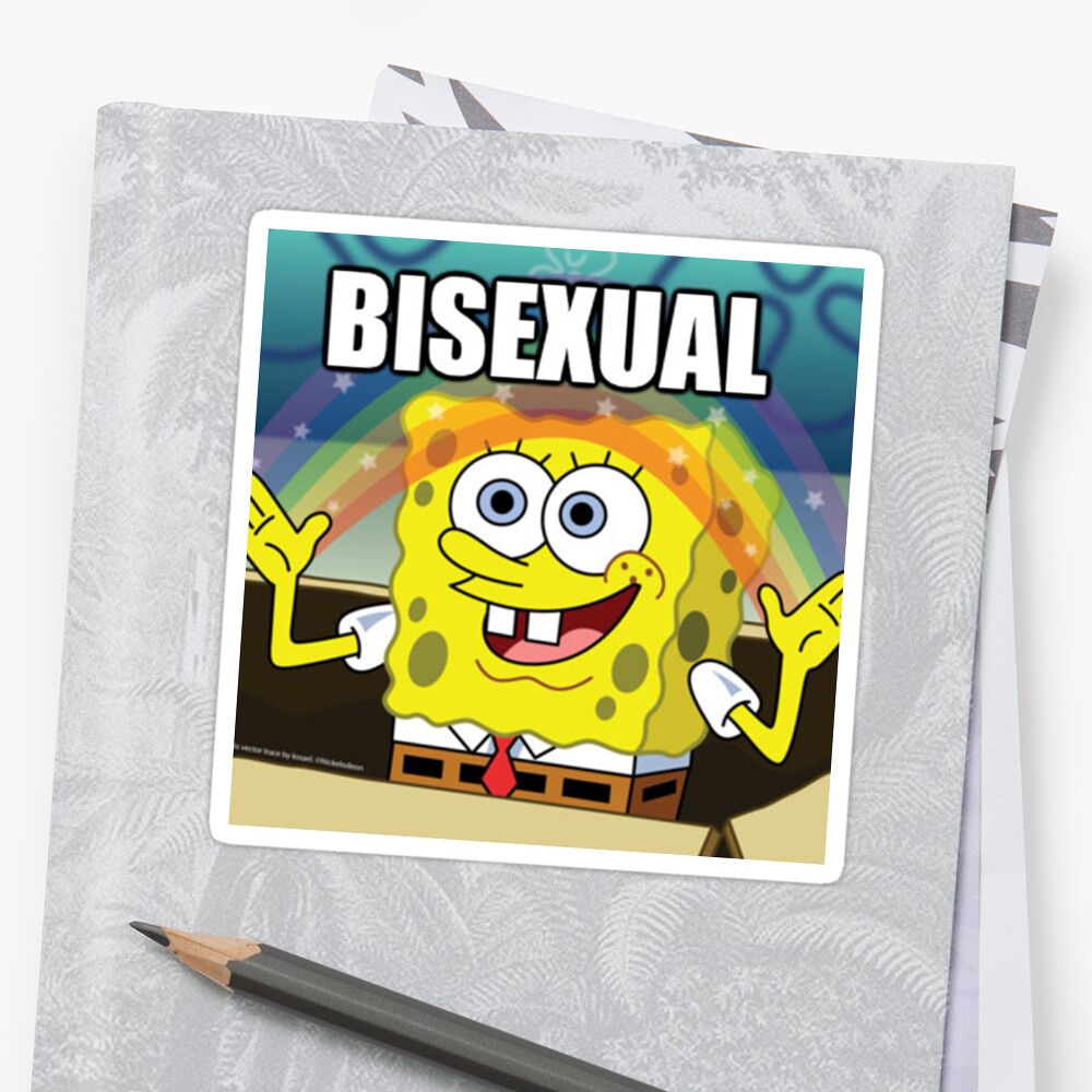 SPONGEBOB SQUAREPANTS BISEXUAL RAINBOW MEME Stickers By Introvertd