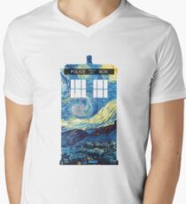 Camiseta de cuello en V TARDIS de Van Gogh