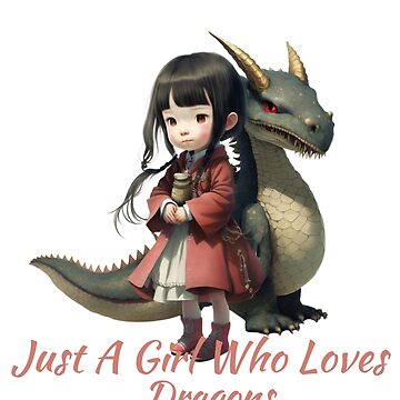 Anime Girl with Beautiful Dragon · Creative Fabrica