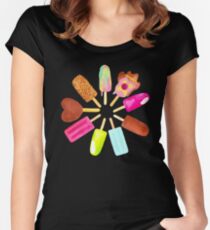 Aussie Ice Creams - Scatter - Black Women's Fitted Scoop T-Shirt