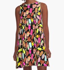 Aussie Ice Creams - Scatter - Black A-Line Dress