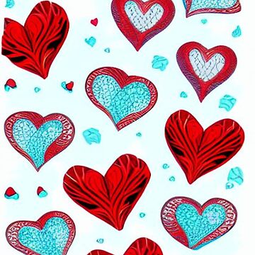 Endless Heart Gems in Red and Blue Art Print for Sale by HanaiPrint