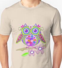Cute Flower Power Owl Unisex T-Shirt