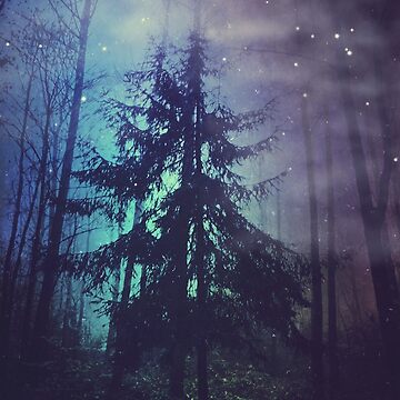 Artwork thumbnail, Luminous Forest - Fir tree silhouette in spooky light by DyrkWyst