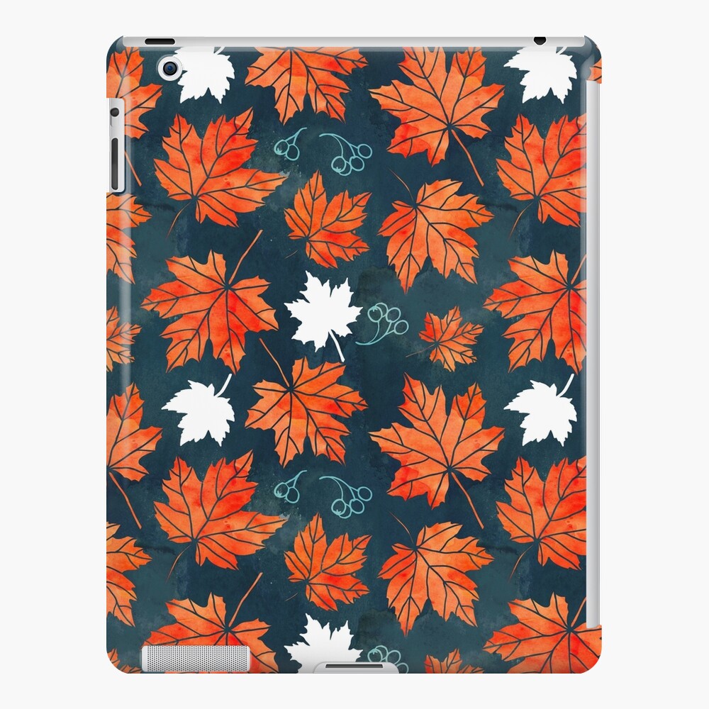 Autumn leaves against dark blue iPad Case & Skin