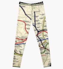 TUBE, UNDERGROUND, MAP, 1908, London, Historic, UK, GB, England, on WHITE Leggings