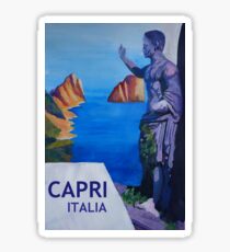 Capri mit Roman Empire Statue - Retro Poster Sticker